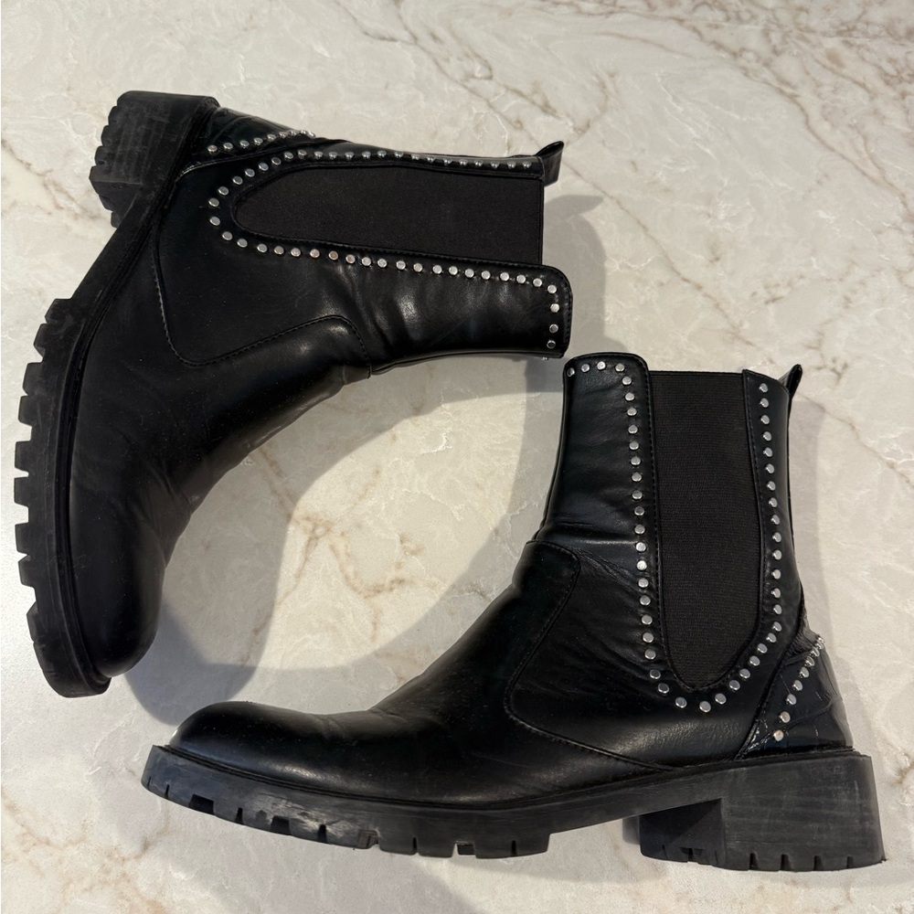 Zara Black Studded Ankle Boots